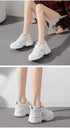 Casual Winter Women Thick Sneakers White Shoes Autumn Winter Fashion Platform Shoes Female Lace Up Rainbow Vulcanized Shoes Comfy Fashion Sneakers Breathable Athletic Casual Shoes