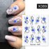 Blue Marble Water Decal Sticker Wave Line Flower Leaf Tree Summer Slider Decor For Manicuring Nail Art Watermarks Curve Graffiti Nail Design for Acrylic Nail Supplies Designer Nail Decorations for Women Girls Kids