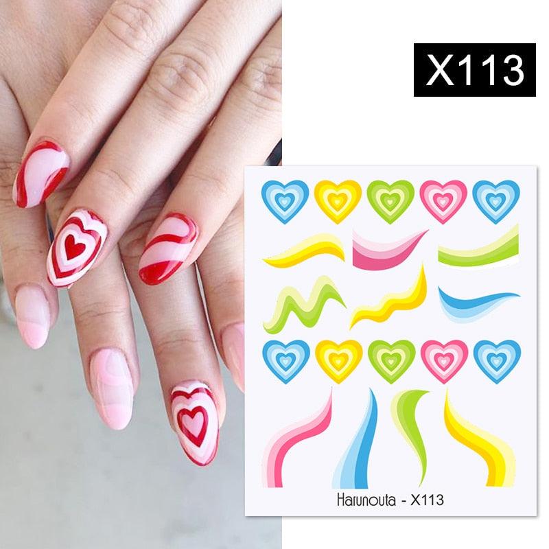 Rainbow Wave Love Heart Pattern Water Decals Stickers Butterfly Dragon Geometry Slider For Nails Art Decoration Tip Water Transfer Nail Decals Sticker For Pretty Girl Self-Adhesive Nail Decals Designer Nail Stickers for Acrylic