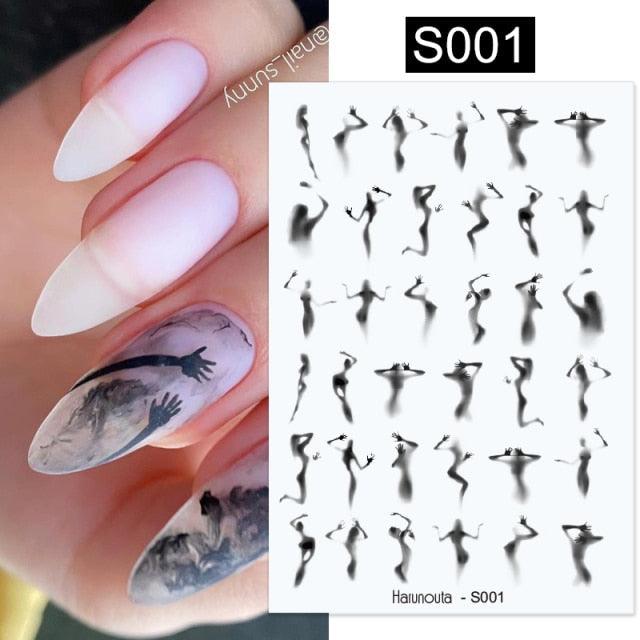 Marble Blooming 3D Nail Sticker Decals Flower Leaves Transfer Water Sliders Abstract Geometric Lines Nail Watermark Decals iridescent Decoration Nail Self-Adhesive Decals Nail Stickers Water Transfer Fresh Nail Decals for Nail Art Butterfly Palm