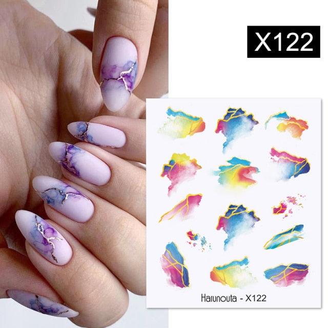 Marble Blooming 3D Nail Sticker Decals Flower Leaves Transfer Water Sliders Abstract Geometric Lines Nail Watermark Decals iridescent Decoration Nail Self-Adhesive Decals Nail Stickers Water Transfer Fresh Nail Decals for Nail Art Butterfly Palm