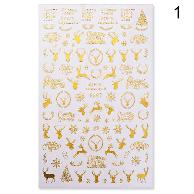 Gold Silver White Snowflakes 3D Nail Stickers Iridescent Self Adhesive Transfer Decals Manicures Art Decoration Slider  Nails Decals Sticker Hot Sexy Girl Tip Back Glue Decal Cool Lollipop Self Adhesive Acrylic Tips Tool Decoration