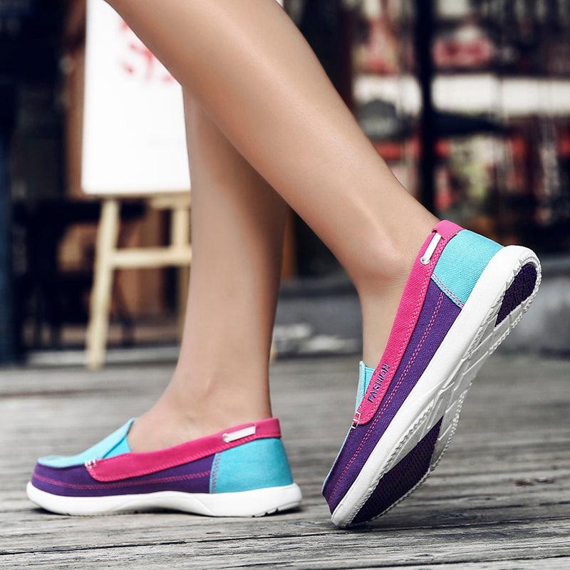 Fashion Women Flat Shoes New Espadrilles Casual Canvas Spring Summer Women Flat Mesh Running Casual Slip On Comfortable Walking Flats Shoes For Womens