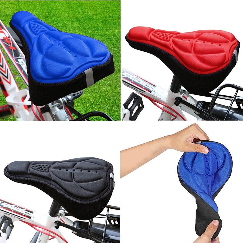 Mountain Bike 3D Saddle Cover Thick Breathable Super Soft Bicycle Seat Cushion Silicone Sponge Gel Seat Cover With Gel Padding And Memory Foam Bike Seat Cushion Cover Pad  For Bicycle Seat Saddle