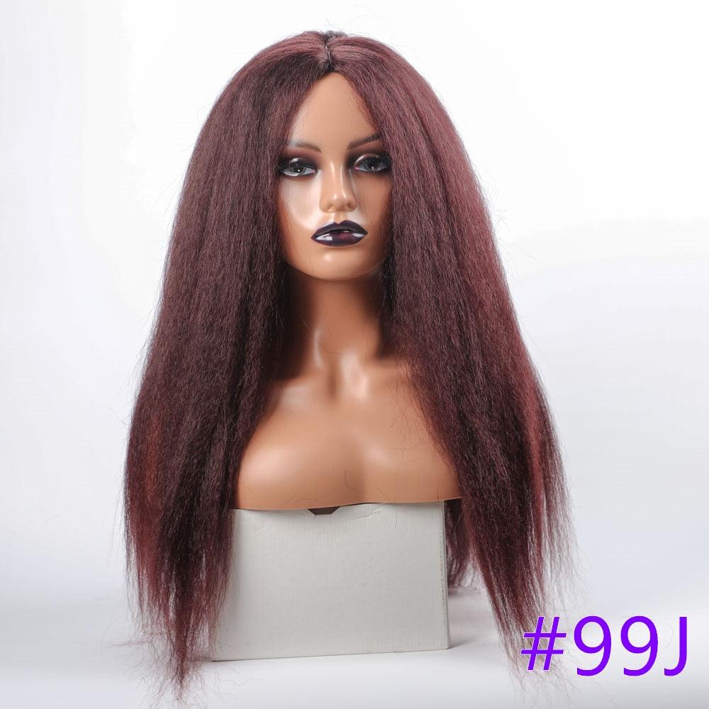 Long Kinky Straight Synthetic Wigs for Black Women Black Brown Blonde Ginger Red White Hair Afro Wigs Synthetic Hair  Wigs For Black Women Cosplay Wigs For Women