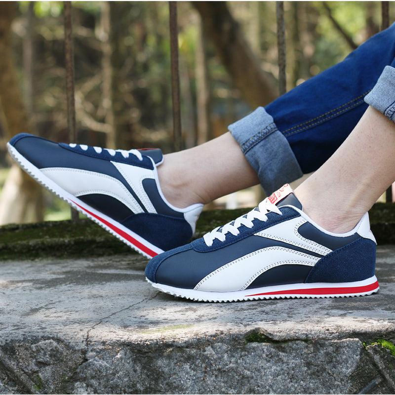 Fashion Men Sport Breathable Running Sneakers Casual Breathable Walking Shoes Sport Athletic Blue White Sneakers Gym Tennis Slip On Walking Outdoor Workout Sneakers