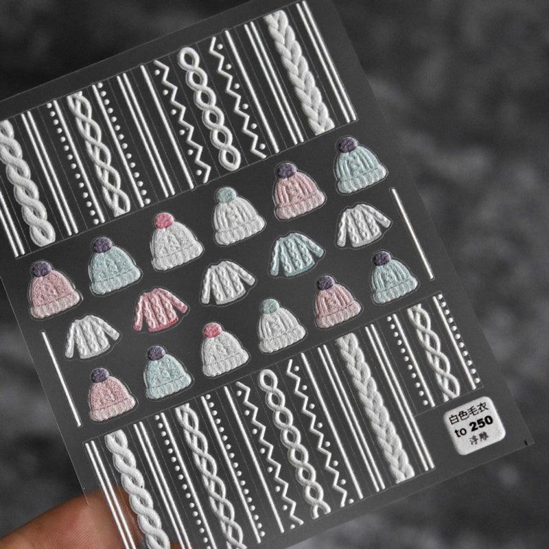 New Craft Nail Stickers Japanese 5d Nails Sticker Three-dimensional Snowflake Nail art Stickers Decals Decoration Decals Snowflakes Elk Bear Christmas Xmas Stickers Snowflakes Nail Water Decals Christmas White Snow Transfer Sticker Decoration Slider