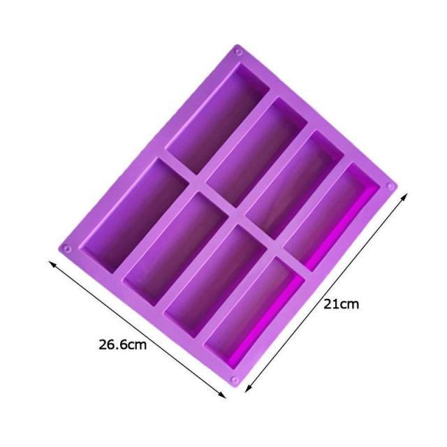 8 Cavity Cake Mold Rectangular Chocolate Silicone Moulds Handmade Soap Mold Moon Cake Decorate Baking Mould Cube Tray Ice Bar Silicone Mold Cereal Energy Bar Mold Butter Mold