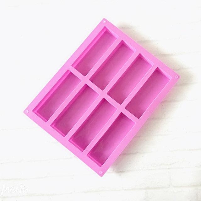 8 Cavity Cake Mold Rectangular Chocolate Silicone Moulds Handmade Soap Mold Moon Cake Decorate Baking Mould Cube Tray Ice Bar Silicone Mold Cereal Energy Bar Mold Butter Mold