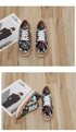 New Popular Womens Shoes Colorful Beautiful Flower Printing Shoes Lace-up Flat Women's Casual Womens Sneakers High-Quality Women's White Sports Casual Couple Shoes Summer Trainers Walking Sneakers