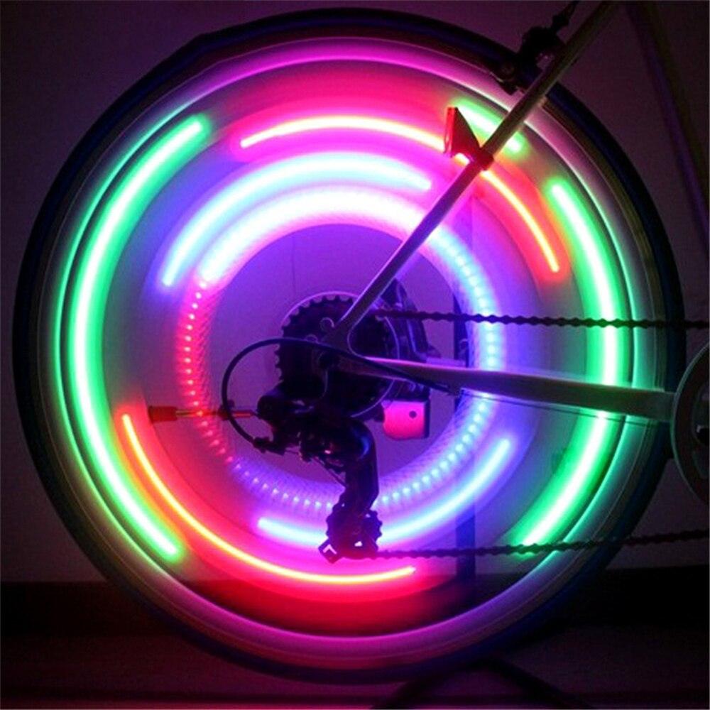 Bike Wheel Spokes Light 3 Lighting Mode LED Night Ride Waterproof Safety Warning Light Bicycle Colorful Lamp With Battery Waterproof LED Bicycle Spoke Lights Safety Flashing Lights For Bike