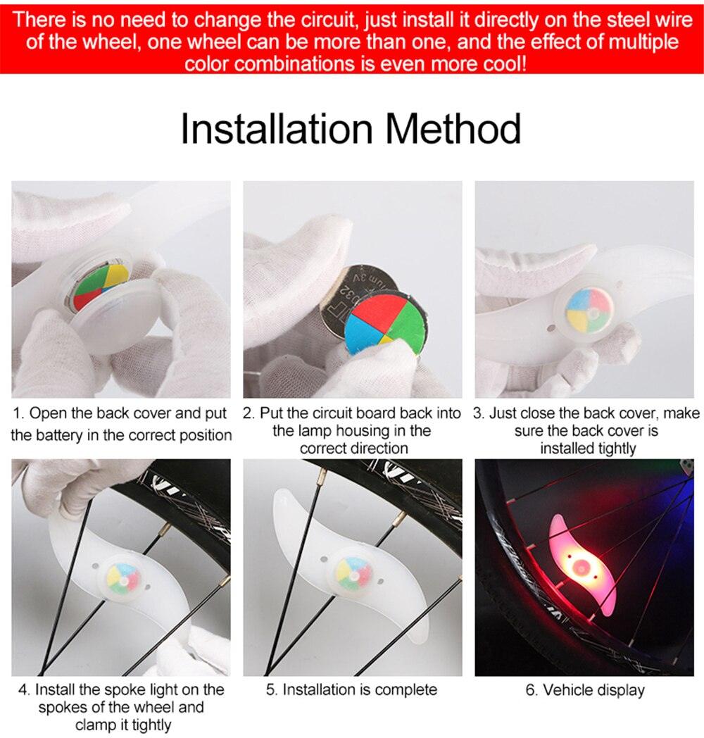 Bike Wheel Spokes Light 3 Lighting Mode LED Night Ride Waterproof Safety Warning Light Bicycle Colorful Lamp With Battery Waterproof LED Bicycle Spoke Lights Safety Flashing Lights For Bike