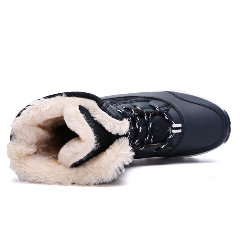 Womens Boots Waterproof Winter Shoes Snow Boots Keep Warm Ankle Winter Boots With Thick Fur Heels Women Ankle Hiking Shoes Waterproof Non Slip Warm Fur Outdoor Boots