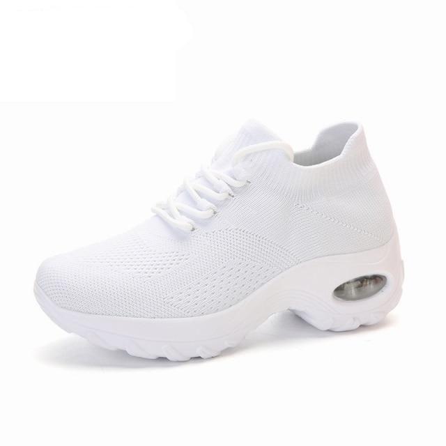 Women's Casual Chunky Sneakers Platform Walking Shoes Fashion Knited Casual Walking Shoes Sock Sneakers Slip On Mesh Air Cushion Comfortable Easy Shoes