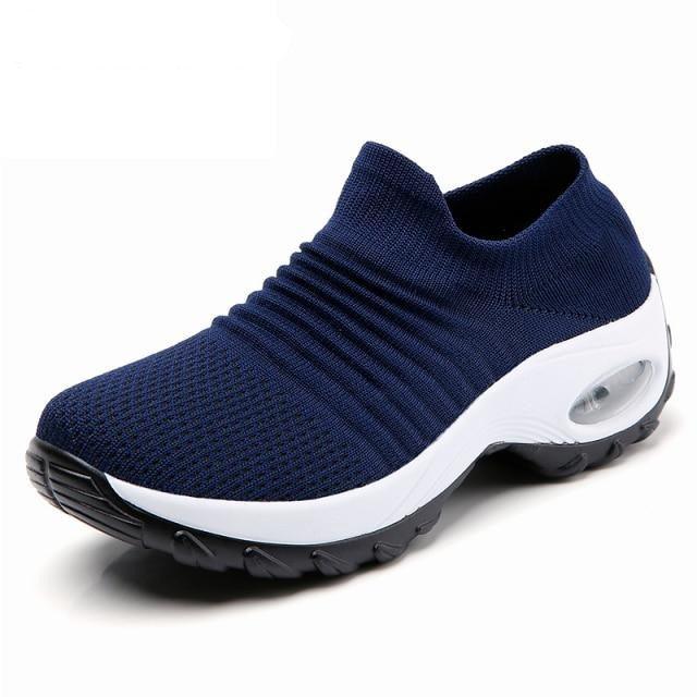 Women's Casual Chunky Sneakers Platform Walking Shoes Fashion Knited Casual Walking Shoes Sock Sneakers Slip On Mesh Air Cushion Comfortable Easy Shoes