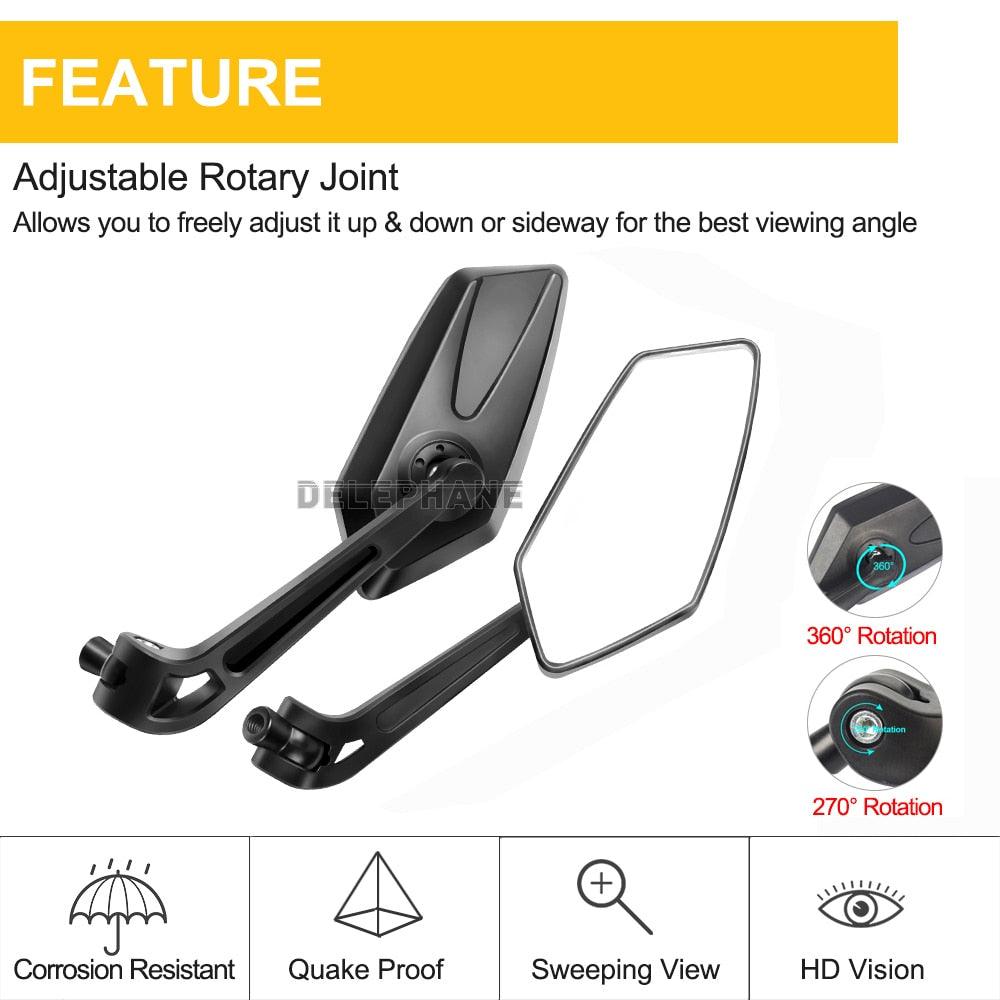 Bicycle Rear View Mirror Bike Scooter Clear Back Sight Reflector Adjustable Rotatable Handlebar Cycling Mirror HD Safety Bicycle Cycling Rearview Mirror And New Scratch Resistant Convex Lens Universal Adjustable Rotatable Handlebar Glass Lens Mirror