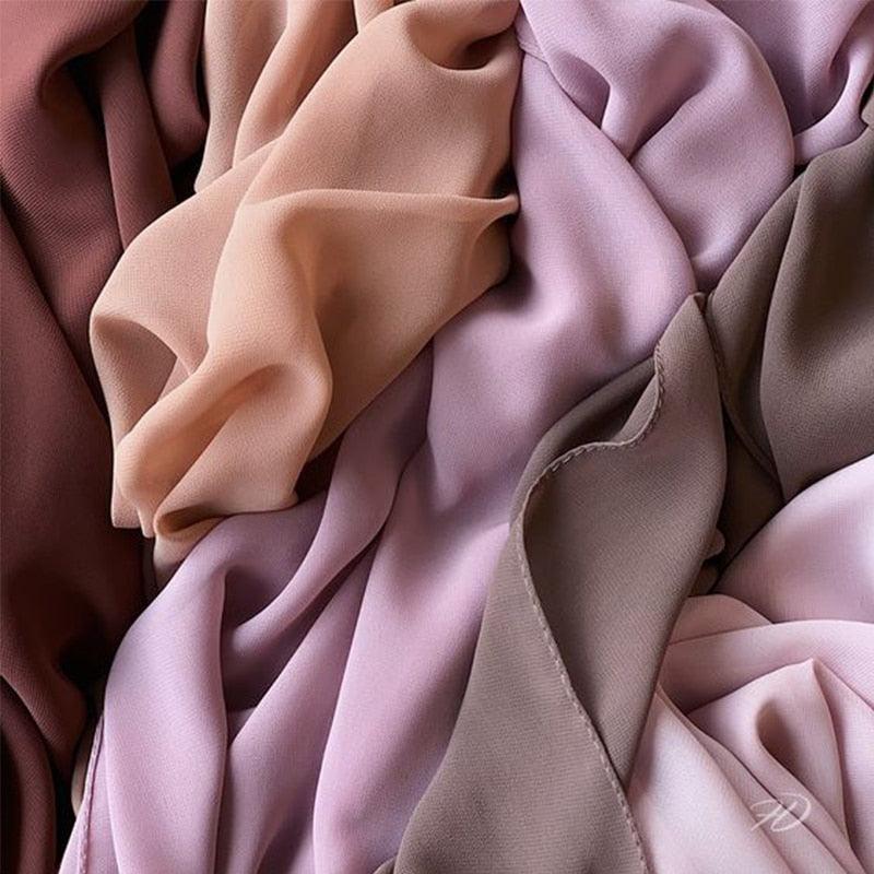 Luxury Fashion Long Soft Solid Chiffon Scarf Head Wrap Echarpe Shawl Lightweight Headscarf Instant Ready To Wear Elegant Hijab Scarf Wrap Muslim Shawl Islamic Hijabs Arab Wrap Head Scarves For Women