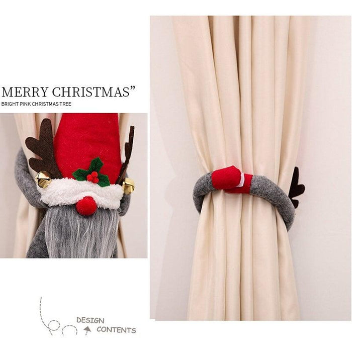 Christmas Plaid Curtain Buckle Santa Snowman Curtain Tiebacks Tie Rope Christmas Decor Curtain Buckle Bandage Curtain Tieback Santa Curtain Buckle Tieback Curtain Holder Fastener Doll Wine Bottle Topper For Home Window Decorations Christmas Ornaments