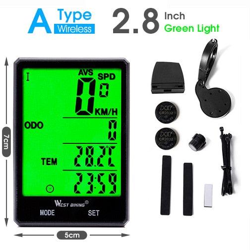 Waterproof Bicycle Computer With Backlight Wireless Wired Bicycle Computer Bike Speedometer Odometer Wireless Bike Computer Waterproof Bicycle Speedometer  Support Smart Sensor LCD Backlight Display Automatic Wake-Up