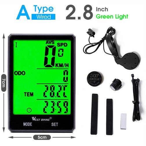 Waterproof Bicycle Computer With Backlight Wireless Wired Bicycle Computer Bike Speedometer Odometer Wireless Bike Computer Waterproof Bicycle Speedometer  Support Smart Sensor LCD Backlight Display Automatic Wake-Up