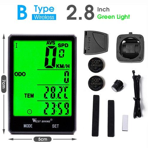 Waterproof Bicycle Computer With Backlight Wireless Wired Bicycle Computer Bike Speedometer Odometer Wireless Bike Computer Waterproof Bicycle Speedometer  Support Smart Sensor LCD Backlight Display Automatic Wake-Up