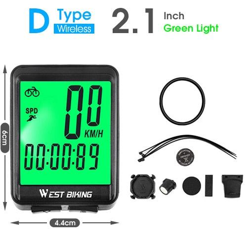 Waterproof Bicycle Computer With Backlight Wireless Wired Bicycle Computer Bike Speedometer Odometer Wireless Bike Computer Waterproof Bicycle Speedometer  Support Smart Sensor LCD Backlight Display Automatic Wake-Up