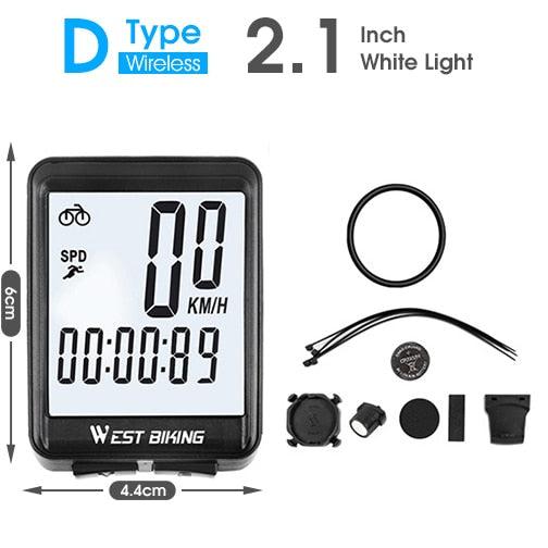 Waterproof Bicycle Computer With Backlight Wireless Wired Bicycle Computer Bike Speedometer Odometer Wireless Bike Computer Waterproof Bicycle Speedometer  Support Smart Sensor LCD Backlight Display Automatic Wake-Up