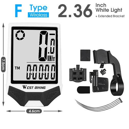 Waterproof Bicycle Computer With Backlight Wireless Wired Bicycle Computer Bike Speedometer Odometer Wireless Bike Computer Waterproof Bicycle Speedometer  Support Smart Sensor LCD Backlight Display Automatic Wake-Up