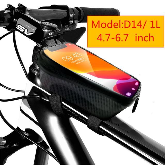 Bike Bag Frame Front Top Tube Waterproof Hard Shell Cycling Bag Touch Screen Phone Case Bicycle Accessories Bike Phone Mount Bag Cycling Waterproof Front Frame Top Tube Handlebar Bag With Touch Screen Holder Case