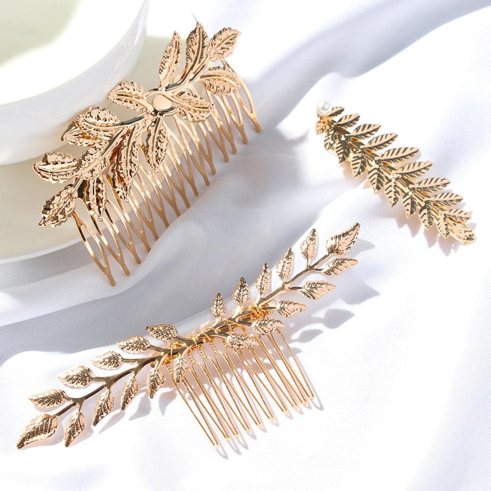 Western Fashion Retro Hair Bands For Women Wedding Metal Gold Leaf Butterfly Hair Headbands Girls Bride Gorgeous Hair Accessories For Women