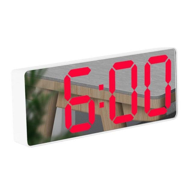 Acrylic/Mirror Alarm Clock LED Digital Clock Voice Control Snooze Time Temperature Display Night Mode Digital Alarm Clock, LED Bedside Clock with 6-Level Brightness Dual Alarm Adjustable Volume with 3 Alarm Sound Alarm Clock for Bedroom Office