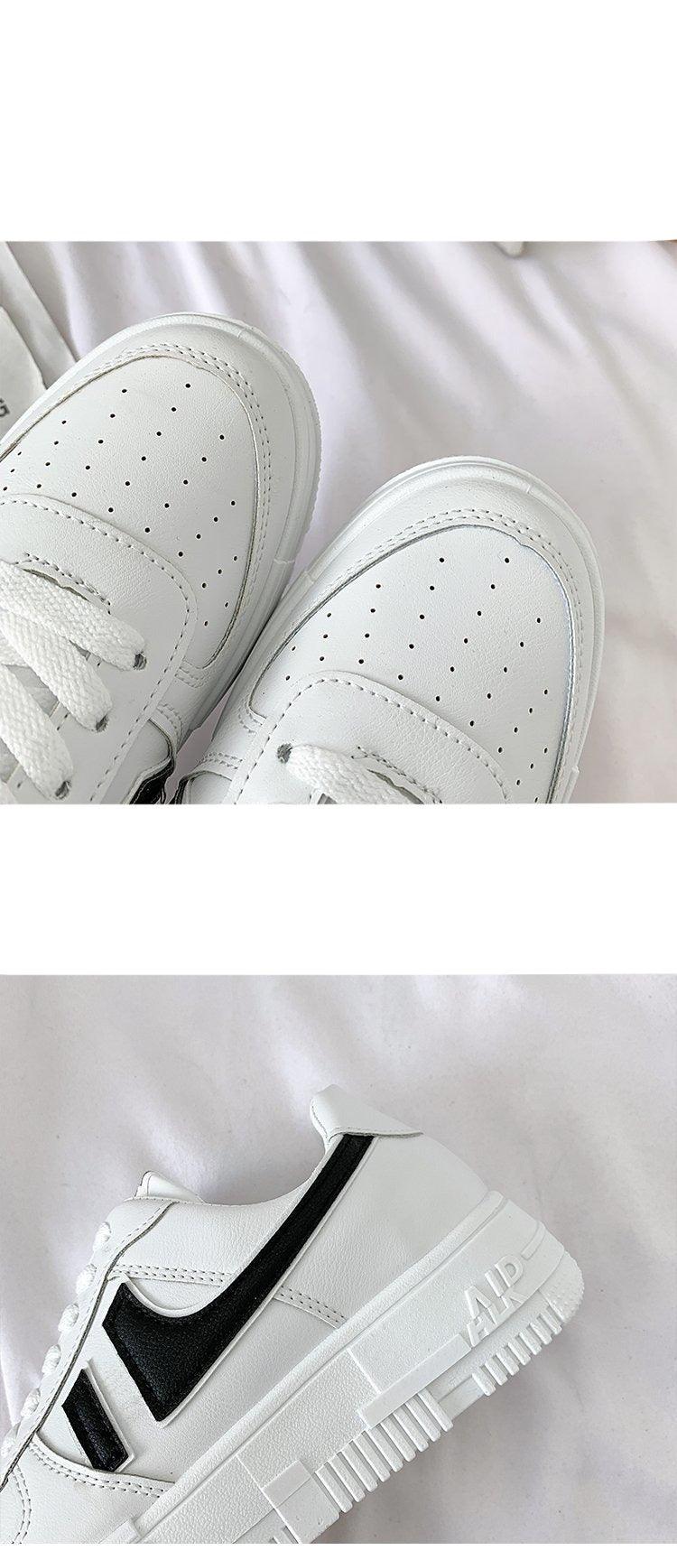 Fashion Flats Womans Sneakers Casual Breathable Vulcanized Shoes Lace Up Woman Comfort Walking White Round Head Platform Casual Sports Cute Fashion Walking School Sneakers