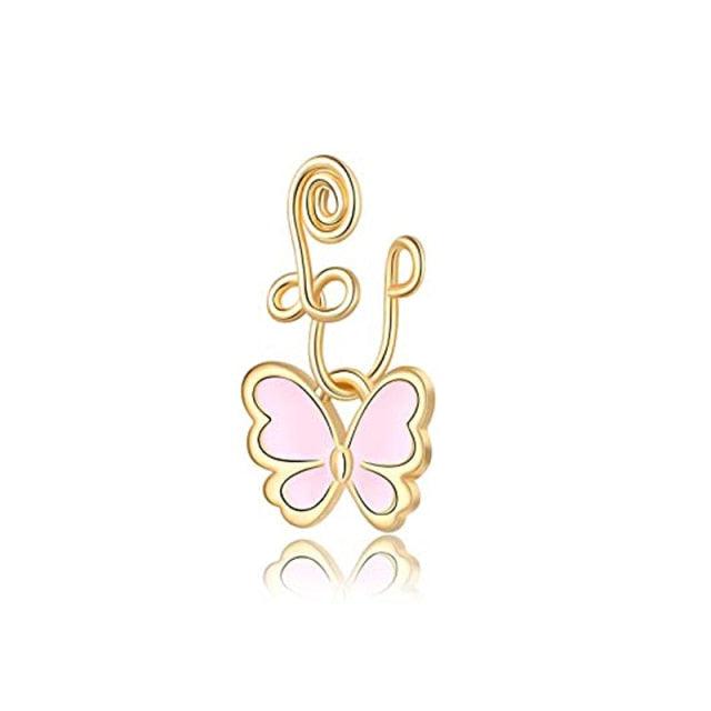 1Pc Crystal Butterfly Fake Nose Ring Non Piercing Clip On Nose Ring Indian Style Nose Cuff Fake Piercing Septum Goth Butterfly Copper Wire Spiral Fake Piercing Nose Ring Punk Gold Color Clip Nose Ring Jewelry Fake Piercings Gold Fake Nose Ring for Women