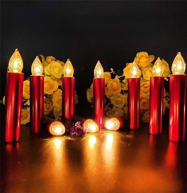 Christmas Tree Clip LED Candle Waterproof LED Flameless Taper Ivory Floating Candles with Remote Timer and Dimmable, Ideal for Home Indoor Outdoor Christmas Trees Lamp Simulation Flame Light Warm Candle Family Party Birthday Party Decorated With Candles