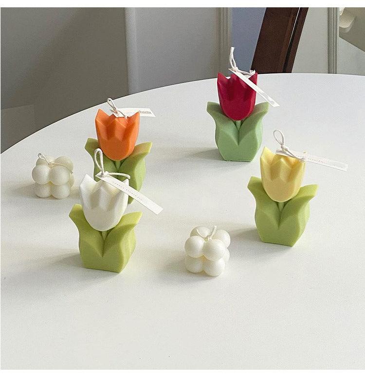 Tulip Candle Aroma Decoration Wedding Souvenir Birthday Gift Decoration Candles Handmade Delicate Tulip Flower Shape Candle  Perfect for Birthday Party Wedding Spa Home Decor