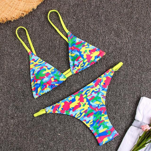 Fashion Women Swimsuit Swimwear Women Two Piece Swimsuit Swimwear Halter String Triangle Bikini Sets Women Two Piece Bathing Suit Bikinis Beachwear Beach Swimwear