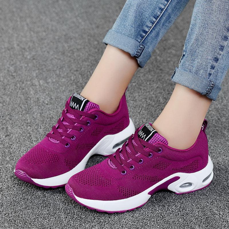 Fashion Womens Sneakers Air Cushion Soft Bottom Running Shoes Outdoor Mesh Breathable Tennis Shoes Comfortable Women Casual Shoes Trainers Running Shoes