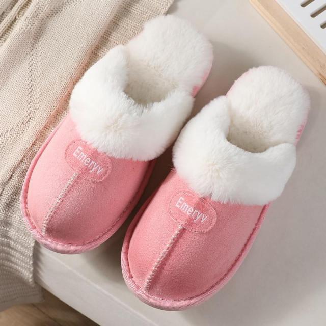 Women Fur Slippers Winter Warm Shoes Suede Plush House Indoor Outdoor Men Couples Cotton Cozy Comfy Faux Fur Slip-On Women House Shoes Memory Foam Suede Fluffy Comfort Plush Anti-Slip Slippers