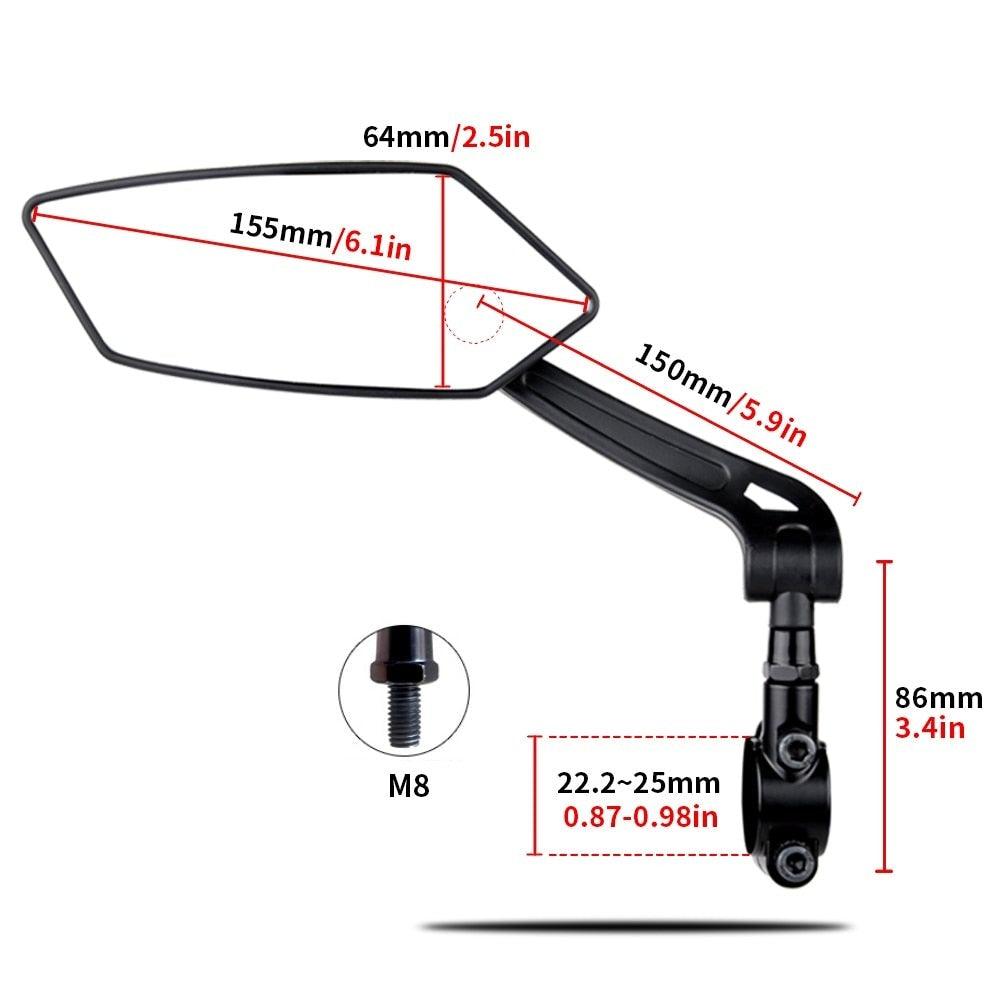 Bicycle Handlebar Rear View Mirror Bike Cycling Wide Range Back Sight Reflector Bicycle Rear View Mirror Adjustable Rotatable Bicycle Rear View Glass Mirror Wide Angle Acrylic Convex Safety Mirror For Mountain