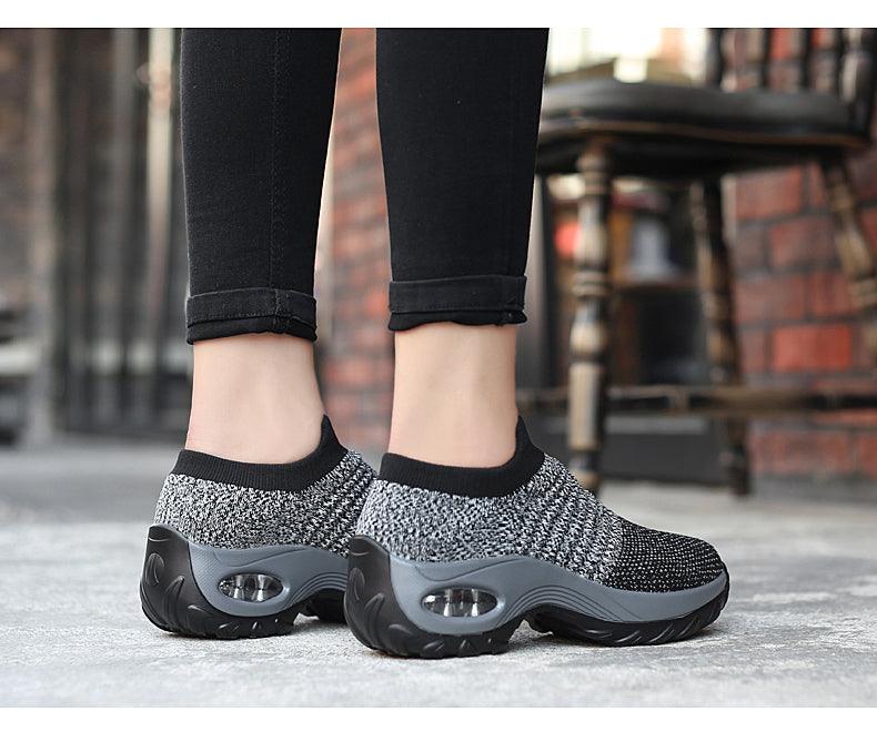 Women's Casual Chunky Sneakers Platform Walking Shoes Fashion Knited Casual Walking Shoes Sock Sneakers Slip On Mesh Air Cushion Comfortable Easy Shoes