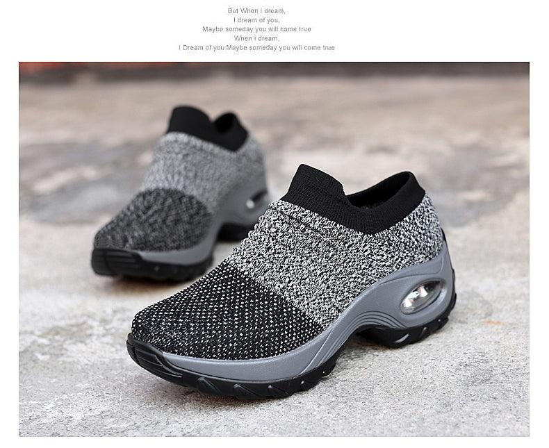 Women's Casual Chunky Sneakers Platform Walking Shoes Fashion Knited Casual Walking Shoes Sock Sneakers Slip On Mesh Air Cushion Comfortable Easy Shoes