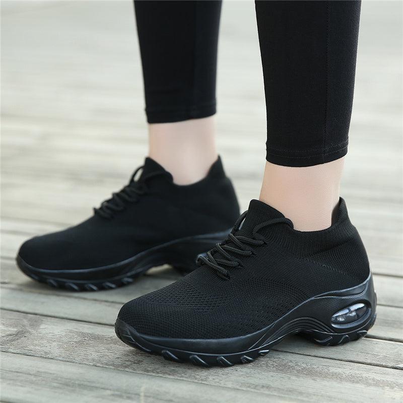 Women's Casual Chunky Sneakers Platform Walking Shoes Fashion Knited Casual Walking Shoes Sock Sneakers Slip On Mesh Air Cushion Comfortable Easy Shoes