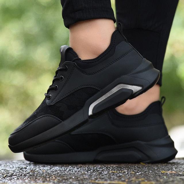 Sport Black Spring Fashion Casual Sports Running Air Shoes Black Mens Sneakers Lightweight Athletic Running Walking Gym Shoes Casual Sports Fashion Walking Sneakers