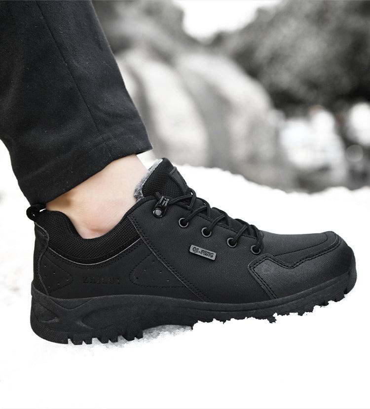 Black Leather Hiking Shoes Wear Resistant Outdoor Sport Mens Shoes Lace-Up Mens Climbing Hunting Low Cut Boots Leather Walking Shoes For Outdoor Training - STEVVEX Shoes - 107, black shoes, Comfortable Shoes, High Quality Mens Hiking Shoes, Leather Mens Shoes, men shoes, Men's Hiking Boots, Men's Winter Boots, Mens Boots, Mens Shoes, Mens Snow Boots, Mens Sport Shoes, Mens Winter Shoes, Shoes, Shoes For Winter, Snow Boots, Snow Shoes, Sports Hiking Boots, Sports Hiking Shoes, Strong Shoes - Stevvex.com