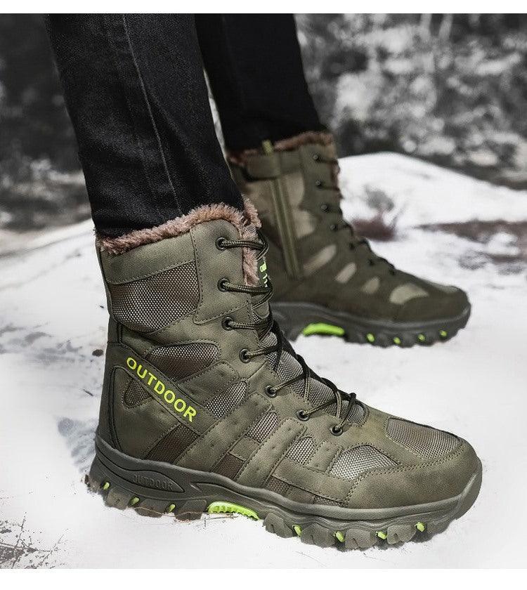 Mens Outdoor Sports Hiking Boots Wear Resisting Work Shoes Footwear Mountain Sport Mid-Cut Black Hiking Boots Outdoor Mountaineering Outdoor Winter Shoes