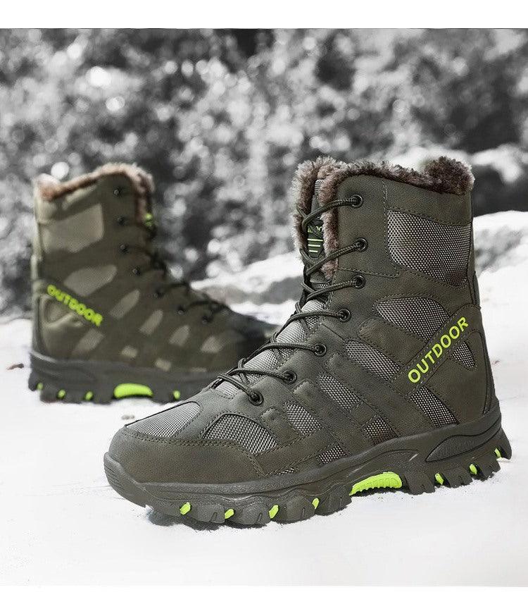 Mens Outdoor Sports Hiking Boots Wear Resisting Work Shoes Footwear Mountain Sport Mid-Cut Black Hiking Boots Outdoor Mountaineering Outdoor Winter Shoes