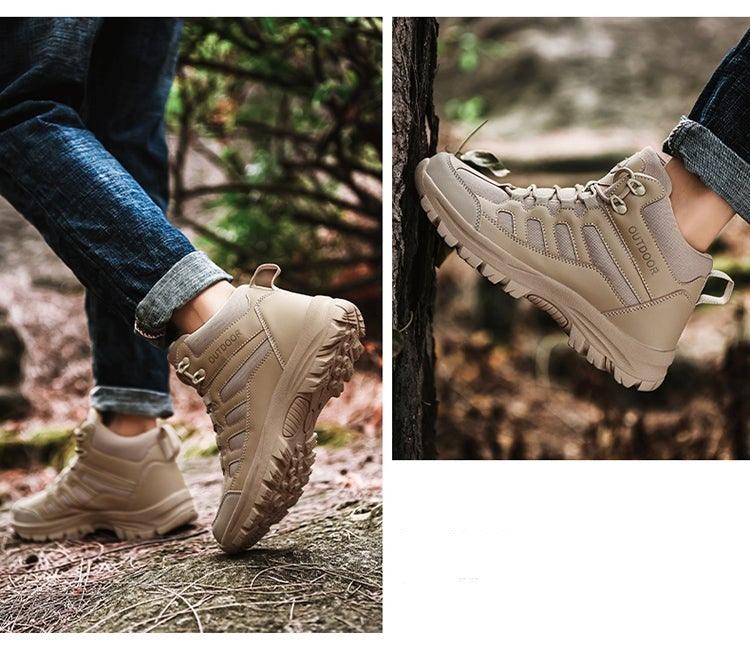 Winter Walking Shoes Mens Boots Outdoor Hiking Shoes Winter Work Casual Shoes Rubber Ankle Boots Outdoor Breathable Water Resistant Camping Shoes Anti-Skid Ankle Walking Mens Shoes