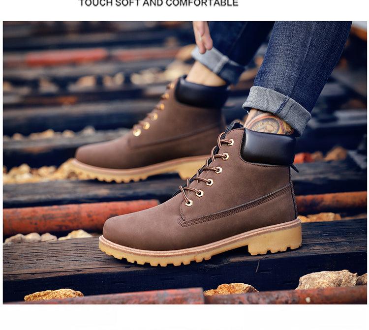 Winter Luxury Shoes Mens Flat Heel Boots Fashion Warm Ankle Boots Outdoor Warm Non Slip Fur Lined Ankle Boots Leather Winter Walking Shoes For Mens