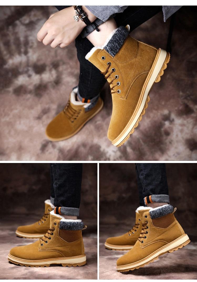 Warm Winter Mens Snow Boots Warm Fur Winter Shoes Mens Boots Footwear Ankle Boots Warm Fur Lined Winter Water-Resistan Waterproof Outdoor Snow Autumn Boots