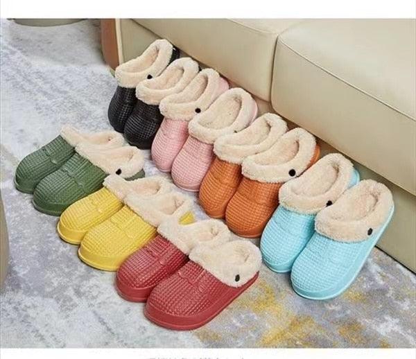 Winter Women's Slippers Warm Clogs Sandals Waterproof Slippers For Women Waterproof Slippers Fur Lined Clogs Winter Garden Shoes Warm House Family Women Shoes